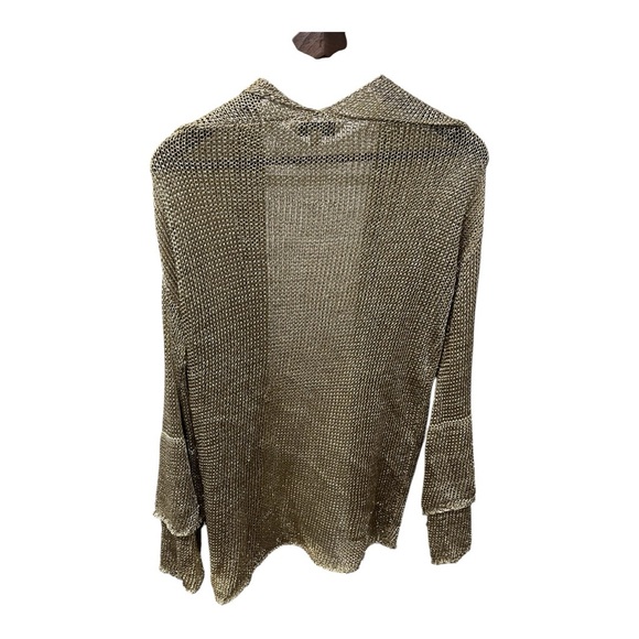 DAVI & DANI GOLD MESH CHAIN STYLE OPEN FRONT CARDIGAN JACKET SZ MED/LARGE - Picture 4 of 14